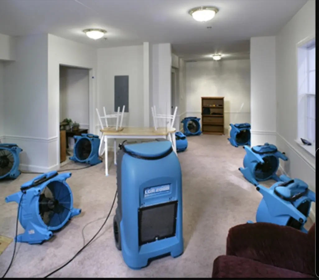 Air movers and dehumidifier setup for Water Extraction & Removal in Burbank
