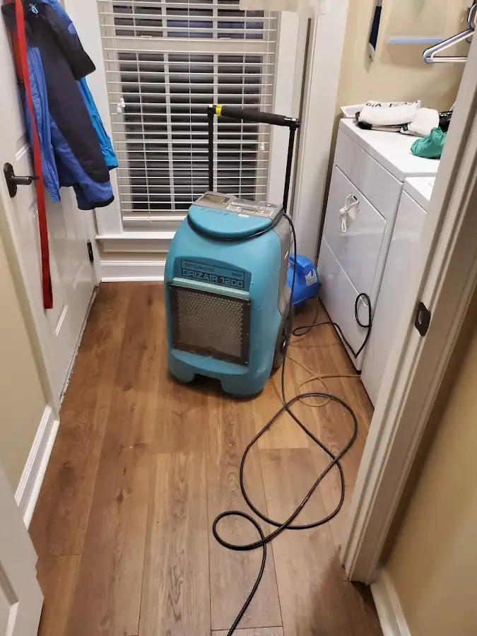 Commercial dehumidifier deployed for Flood Damage Cleanup in Burbank